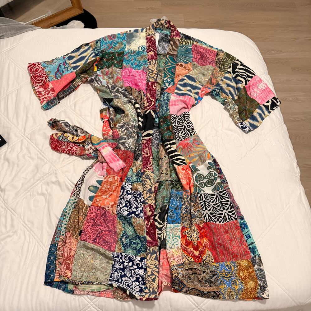 NWT- Earthbound Multi-Patterned Patchwork Kimono Robe